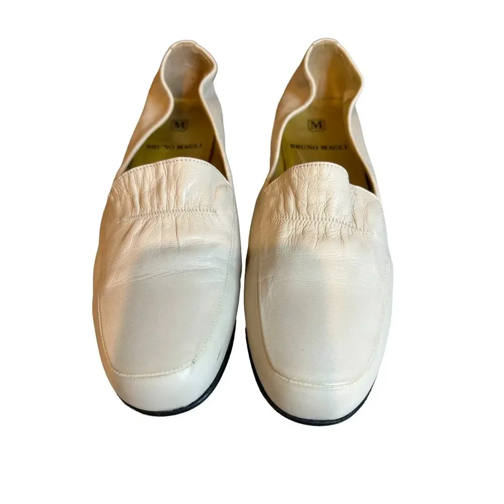 Bruno Magli ivory kid leather loafers